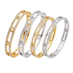 Bijoux de luxe Femme bracelet designer personnalisé polyvalent bracelet de diamant avec acier inoxydable creux romain deux rangées de bracelets de charme de diamant bracelets