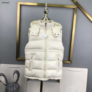 Gilet de luxe en duvet pour enfants, veste à capuche sans manches de haute qualité pour bébé, taille 110 à 160, décoration de logo de poitrine, gilet pour enfants Oct25