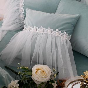 Luxe dentelle princesse rose fleur housse de coussin en daim étui souple canapé-lit voiture maison chambre décembre en gros FG1098 coussin / oreiller décoratif