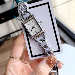 montre de luxe pour femme Top marque designer 24mm rectangle cadran femmes montres en acier inoxydable bande montres-bracelets de mode pour les femmes cadeau de Noël de la Saint-Valentin des mères
