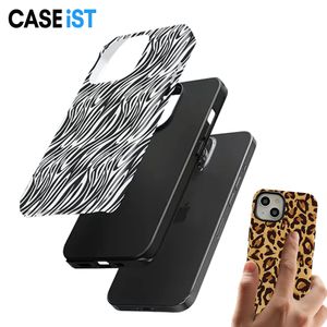 Caseist Fashion 2 en 1 Hybrid Leopard Design High Duty Duty Double Layer Cheetah Zebra Tiger Print Coup de téléphone Print Print pour Apple iPhone 15 14 13 12 11 Pro Max XS XR 8 7 Plus