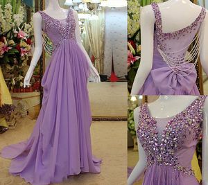 Robe de bal de luxe en cristal lilas, avec strass, sexy, col en V, volants perlés, robes de soirée de Dubaï, vêtements de cérémonie arabes élégants, robes de soirée chics, gala, 2022