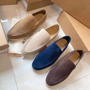 Mocasín de lujo LP para caminar en el verano, zapatos de vestir casuales para hombres, zapatillas de deporte hechas a mano de cuero de gamuza, zapatillas ligeras y cómodas para caminar al aire libre 38-46Caja y bolso