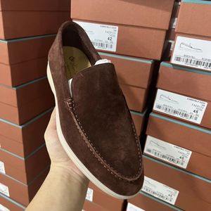 Hombres de lujo zapatos casuales mocasines bajos de cuero de gamuza oxfords Loros Moccasins Piana- mocasines de verano resbalón en mocasín suela de goma pisos con caja 36-46