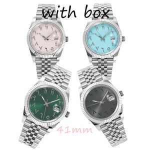 Luxury Men's Automatic Mechanical Movement Watch 41 mm Reloges 904L Diseñador Mira todo acero inoxidable Reloj Red Pink Dial Relojes Classel Relojes Reloj