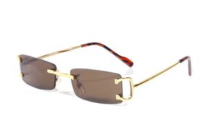 Gafas de sol de diseñador para hombre de lujo para mujer Marca Gafas de sol vintage Sin marco Cuadrado Degradado Rayado Geométrico Retro Gafas de sol Fem