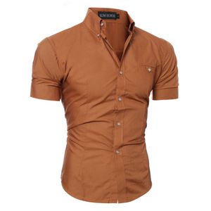 Camisa formal de negocios ajustada para hombre, manga corta, elegante, blanco, negro, marrón, azul, gris, púrpura, rosa, rojo, camisas geniales para niños