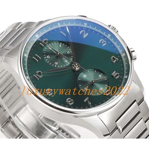Reloj de lujo para hombre, esfera verde esmeralda de 40mm, cristal de zafiro, mecánico automático, cierre plegable de acero inoxidable, relojes de pulsera a la moda