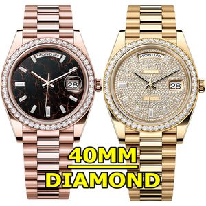 Relojes de diseñador de relojes para hombres de lujo con diamantes de movimiento de movimiento automático de 40 mm Relojes 904L de acero inoxidable de muñeca de muñeca de moda de zafiro luminoso luminoso