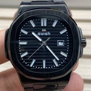 Luxury Mens Watch PP Relojes de alta calidad Mecánica Muestra de calendario automático Case de oro de acero fino Sapphire Fashion Watch