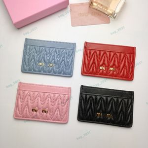 Luxurys Designers Mimiu Wallets Bags Purses Fashion Short Multiple Lambskin Card Holder Wallet Matelasse Pattern Classic Card Holder Bag Coin Purse 5MC076