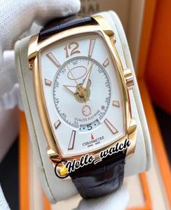 Luxury New Kalpa Grande QF Big Date PF01023901 Rose Gold Case blanc HK HK MENS MONTRE STRAP DE CUIR LIMITED Éditions H9077336