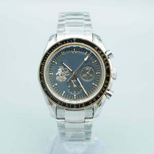 Nuevo reloj de lujo para hombre, diseñador, automático, mecánico, carreras de velocidad, luminoso, acero inoxidable, cuero negro, relojes deportivos para hombre, NO CHRONO Apollo 11 50 aniversario