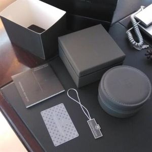 Nouvelle boîte ronde en cuir noir de luxe pour montres tag heuer, livret d'étiquettes de cartes et papiers en anglais TT254i