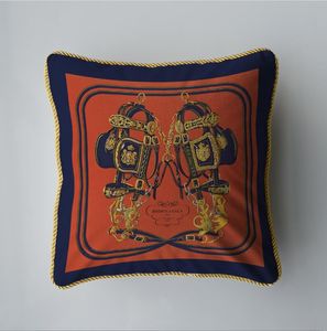 Luxe nordique doux housse de coussin Orange cheval motif dessin animé Chenille jeter oreiller couvre salon chambre décor 45x45