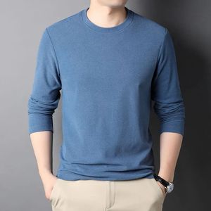 Camiseta de lujo de gran tamaño para hombre, ropa informal de manga larga a la moda, camisa básica lisa, camiseta de talla grande 240123