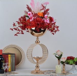 luxury pearl flower Vases stand centerpiece gold wedding centerpieces wedding table