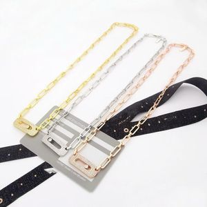 Collier pendentif de luxe Uno Move Marque Designer Plein Cristal Creux Carré Épais Seau Chaîne Courte Ras Du Cou Pour Les Femmes Bijoux Cadeau De Fête