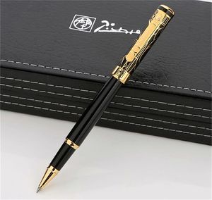 Lujo Picasso 902 Rollerball Pen Black Golden Plating Engrave Roller ball pen Suministros de oficina de negocios Escritura Smooth options pens with Box