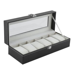 Cajas enrolladoras de reloj de cuero PU de lujo con 6 rejillas, caja de almacenamiento para reloj, caja de exhibición de joyería de regalo clásica, soporte de embalaje para hombre