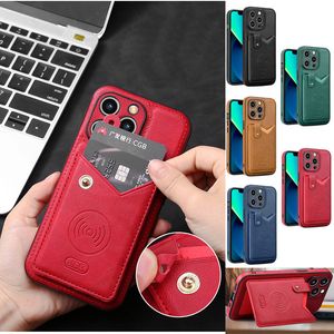 Portefeuille en cuir PU de luxe Invisible Metal Work avec Megnetic Car Mount Holder Cases Flip Card Pocket Stand Housse antichoc pour iPhone 14 Pro Max 13 12 11 X XR XS 8 7 Plus