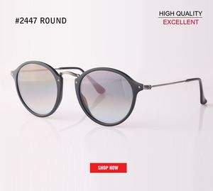 Luxe-qualité miroir rond dames lunettes de soleil lentille réfléchissante marque designer dégradé Lunette UV400 lunettes de soleil de protection rd2447 pour homme