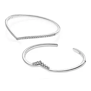 Luxury Real 925 Sterling Silver pan bracelet for Women Snake Chain Bangle Authentic Charm high quality DIY Jewelry