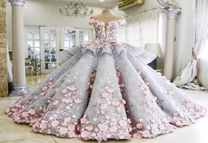 Luxury Robes de mariée de bal robe de bal de balle Zuhair Murad Ruffles jupe Backless Rose Fleurs Voir à travers les robes de mariée Vestido de 2776757