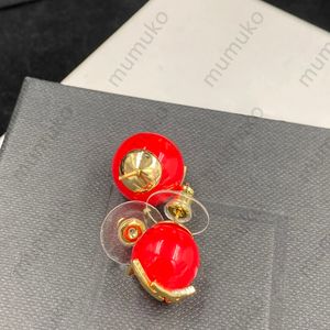 Luxe Rouge Perle Or Boucle Anneau Designer Bijoux De Mode Or Lettres Amour Boucles D'oreilles Balle Anneaux Femmes Élégant Boucle D'oreille Cadeau Y Avec Boîte Chaude