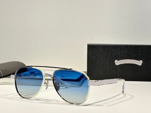 Lunettes de soleil design rétro de luxe Formen lunettes de soleil pour hommes de haute qualité Lunettes de vue en plein air décontractées montures argentées à la mode rétro lentilles bleues uv400 livrées avec étui d'origine