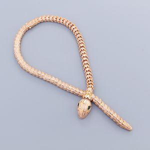 Luxury Rose Gold Sliver Snake Pendants Long Collars para mujeres Cabuchero de moda