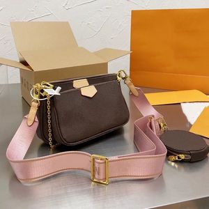 Bolsos cruzados de hombro de lujo Bolso de diseñador Pochette de alta calidad Luxurys Bolso de mujer Bolso de mujer Monedero Monedero Bolso cruzado 3 piezas Monederos de mujer con caja