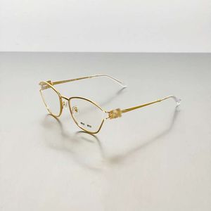 Gafas de sol de lujo Diseñador MM Top Gold Silk Fine Fine Ladies Mirror Marco de espejo 53UV Lingyang Temperamento de luz de la luna blanca Anti azul Miopía Miopía Marco de espejo