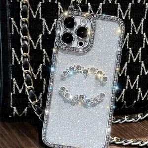 Top transparent transparent transparent tpu caisses de téléphone Modèle de créateur pour iPhone 15 Pro Max 14Plus 14 13 12 11 XR Fashion Bling Sparkling Rhinestone Diamond Designs Case