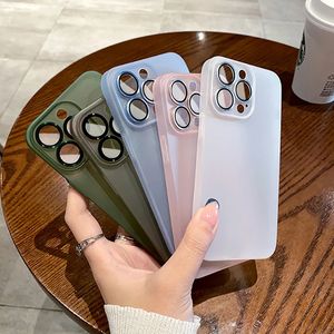 Coque de luxe translucide Ultra fine et mate, étui rigide en verre métallique pour iPhone 15 14 13 12 11 Pro Max, anneau de protection d'appareil photo