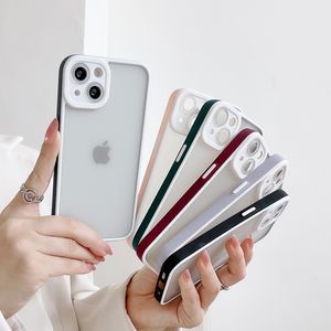 Étuis rigides en acrylique mat Transparent de luxe Protection de caméra pare-chocs couleur bonbon pour iPhone 13 Pro Max 12 11 XR XS 8 7 Plus