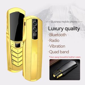 Téléphone portable doré débloqué de luxe Quadri-bande classique 2G GSM Double carte SIM Radio FM mobile Caméra MP3 Bluetooth Cadran Magic Voice Téléphone portable avec étui