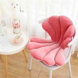 Coussin de siège de chaise en peluche de velours de luxe Coussin de siège de style artistique Retour Bleu Rose Princesse Coquille de mer Accueil Oreiller Décor 210728