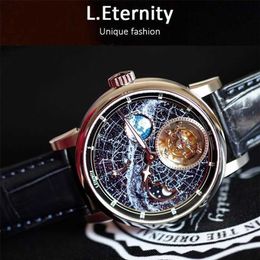 Luxury Watch Terre Tourbillon Moon Phase Super Luminal Dial Sport Universe Automatic Toubillon Mécanique Milky Way Space Wrists Ly