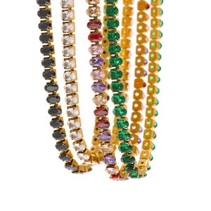 Ensemble de bijoux de luxe pour femmes, collier ras du cou en or jaune 14 carats, en zircone cubique, imperméable, scintillant, pour fête