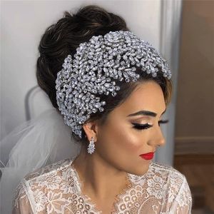 Luxury Wedding Bridal Rhinestone Headband Crystal Hairband Crown Tiara Pageant Queen Headdress Princess Hair Accessories Jewelry Queen Prom Head Ornament Band