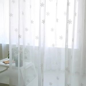 Telas de cortina de ventana blanca de lujo Sheer Christmas Snowflake Bordado Tulle para sala de estar Cortinas Dormitorio XWP15740 240321