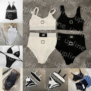 Conjunto de bikinis de lujo para mujer, traje de baño de una pieza con tirantes y letras de diamantes de imitación, traje de baño de diseñador para natación al aire libre
