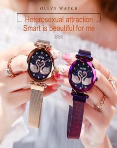 Luxury Women's Fashion Watch Magnet Purple Milan Mesh Strap Woman Diamond Watches Tik Tok Girl Couple Hobe Wristwatch imperméable5444602