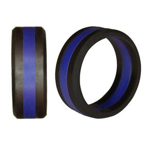 Anillos de banda de silicona de dos tonos para mujer, anillo Flexible de goma de silicona con diseño de neumático de tres capas, 2021