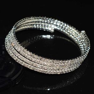 Luxe Femmes Argent Plaqué Cristal Strass Bracelets Bracelets pour Femmes Réglable De Mariage Pulseras Bijoux Cadeaux En Gros Q0719