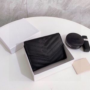 Luxe femmes portefeuille carré rayure pliant Caviar peau de vache métal fermeture à pression ouverture Design Designer mode léger sac de carte bancaire