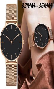 Luxury Women Watch Fashion Wallwatch DW Versión avanzada 36 mm 32 mm 28 mm Material de acero inoxidable Relojes Montre de Luxe9378202