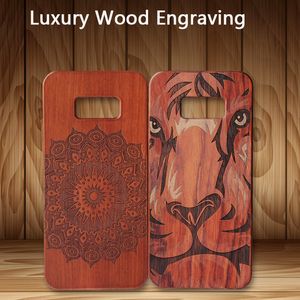 Étuis de téléphone de gravure sur bois de luxe pour Samsung Galaxy S8 S9 Plus S7 Edge Note 8 Cherry Rosewood Nature Étuis de couverture en bois pour Iphone X 8 7 6