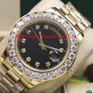 Montre-bracelet de luxe New 18k Yellow Gold Steel Black Dial 41MM 18038 Bigger Diamond Bezel Automatic Mechanical Mens Watches Original 189P